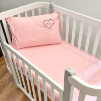 Простирадло на резинці Сатин Twill 120х60 + наволочка з вишивкою Baby 