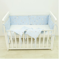 Бортик в кроватку детский стёганный 30х60 ( 6 ед.) Ранфорс /ППУ 24281 Голубой 