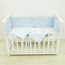 Бортик в кроватку детский стёганный 30х60 ( 6 ед.) Ранфорс /ППУ 24281 Голубой 
