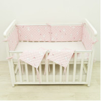 Бортик в кроватку детский стёганный 30х60 ( 6 ед.) Ранфорс /ППУ 24281 Розовый