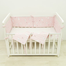 Бортик в кроватку детский стёганный 30х60 ( 6 ед.) Ранфорс /ППУ 24281 Розовый