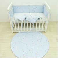 Коврик круглий детский стёганный  Ø120 Ранфорс/ППУ 24281 Голубой