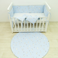 Коврик круглий детский стёганный  Ø120 Ранфорс/ППУ 24281 Голубой