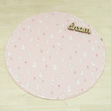 Коврик круглий детский стёганный  Ø120 Ранфорс/ППУ 24281 Розовый