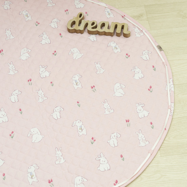 Коврик круглий детский стёганный  Ø120 Ранфорс/ППУ 24281 Розовый