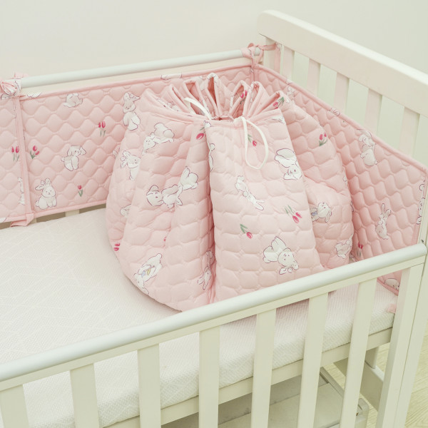 Коврик круглий детский стёганный  Ø120 Ранфорс/ППУ 24281 Розовый