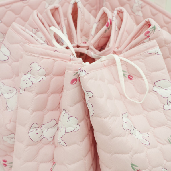 Коврик круглий детский стёганный  Ø120 Ранфорс/ППУ 24281 Розовый