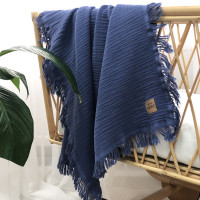 Детский муслиновый плед с бахромой 80х100