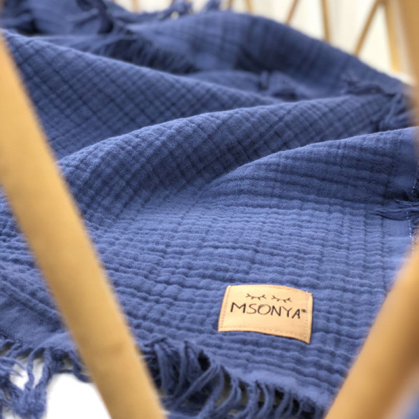 Детский муслиновый плед с бахромой 80х100