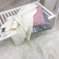 Плед-покрывало вязаний РОМБ 85*95 серый