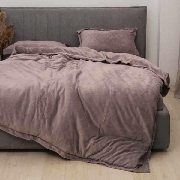 Комплект постільної білизни Koloco Євро Велюр H's Капучино