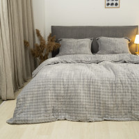 Комплект постільної білизни Koloco Євро Велюр утеплений Світло-сірий