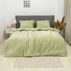 Комплект постельного белья Koloco Евро Велюр утепленный Светло оливковый