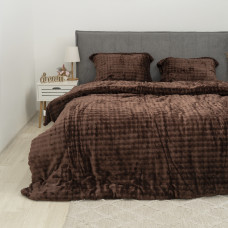 Комплект постельного белья Koloco Евро Велюр утепленный Темно-коричневый