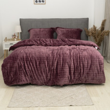 Комплект постельного белья Koloco Евро Велюр утепленный Темно-розовый