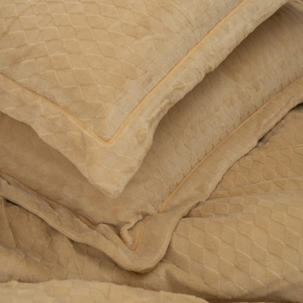 Комплект постельного белья Koloco Евро Велюр Ромб Песочный