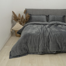 Комплект постельного белья Koloco Евро Велюр Ромб Серый