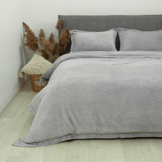 Комплект постельного белья Koloco Евро Велюр Роза Светло-серый