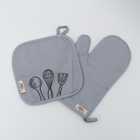 Набор кухонный с вышивкой Viluta Cook 2 ед. Саржа Светло-серый