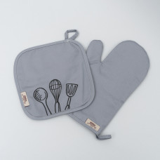 Набор кухонный с вышивкой Viluta Cook 2 ед. Саржа Светло-серый