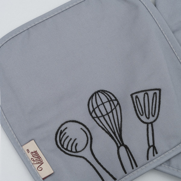 Набор кухонный с вышивкой Viluta Cook 2 ед. Саржа Светло-серый