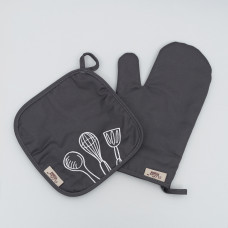 Набор кухонный с вышивкой Viluta Cook 2 ед. Саржа Темно-серый