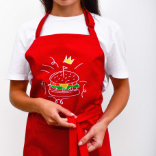 Фартух с вышивкой Бургер Саржа Красный