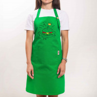 Фартух с вышивкой Бургер Саржа Зеленый