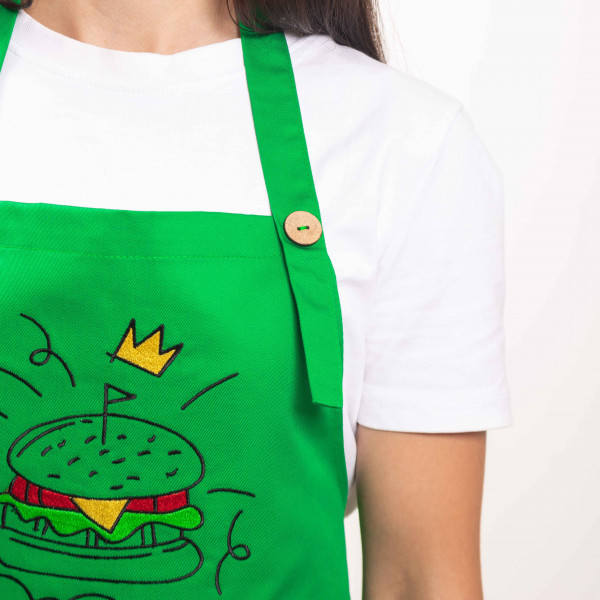 Фартух с вышивкой Бургер Саржа Зеленый