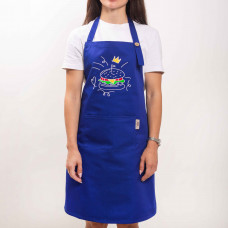 Фартух с вышивкой Бургер саржа/синий