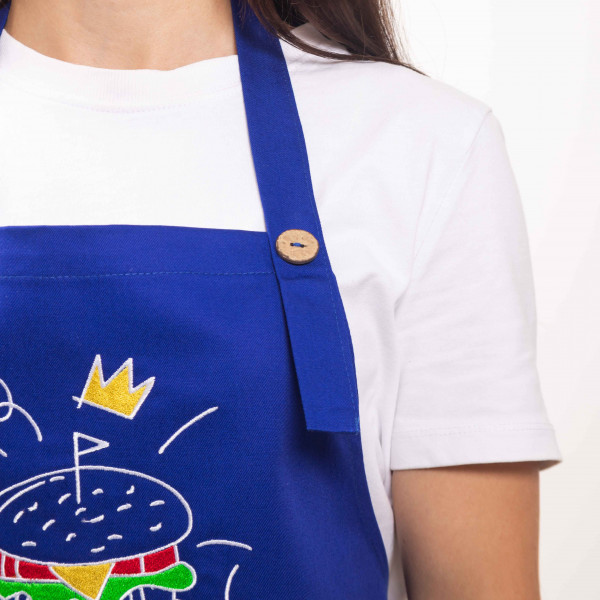 Фартух с вышивкой Бургер саржа/синий
