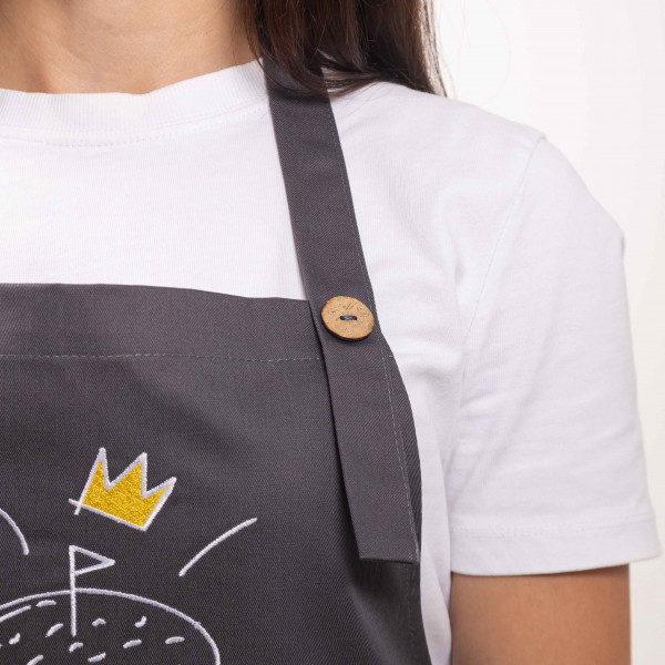 Фартух с вышивкой Бургер Саржа Темно-серый