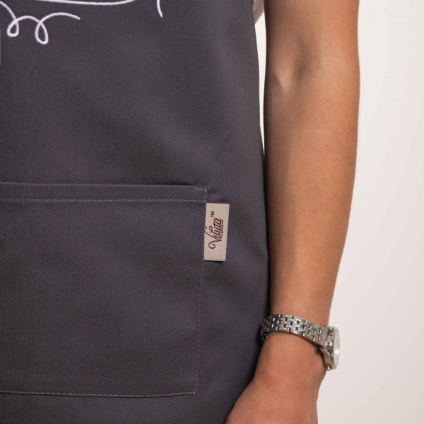 Фартух с вышивкой Бургер Саржа Темно-серый