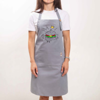 Фартух с вышивкой Бургер Саржа Светло-серый