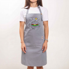 Фартух с вышивкой Бургер Саржа Светло-серый