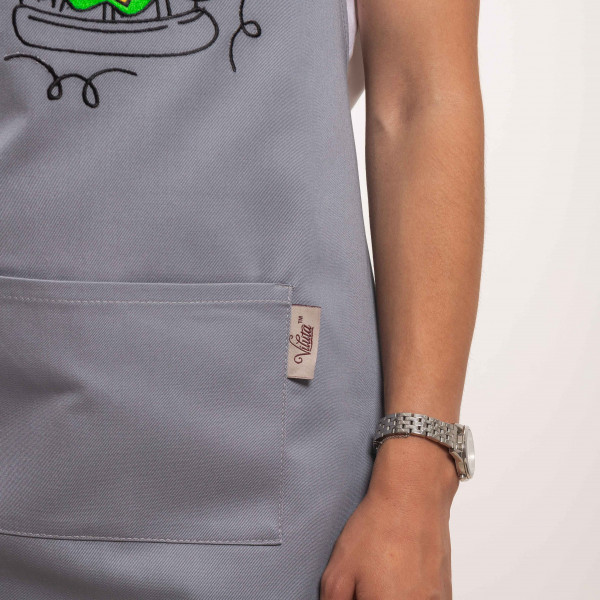 Фартух с вышивкой Бургер Саржа Светло-серый