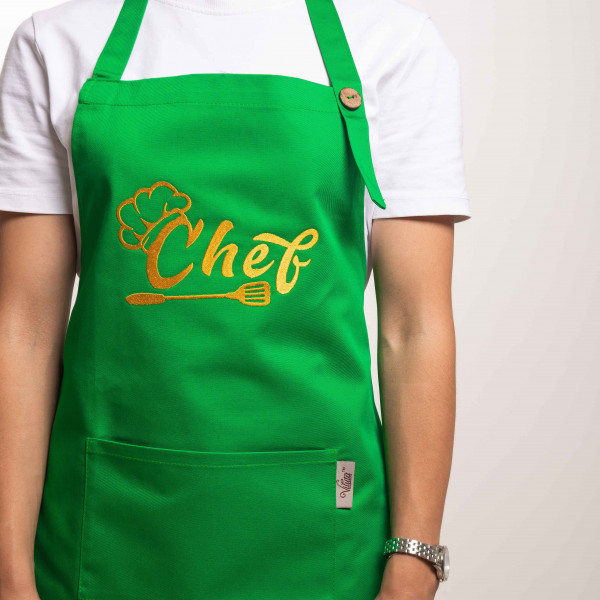 Фартух с вышивкой Chef Саржа Зелений