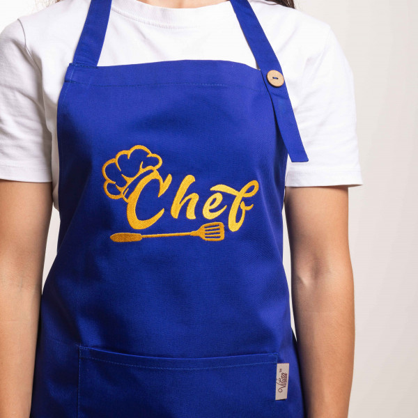 Фартух с вышивкой Chef Саржа Синий