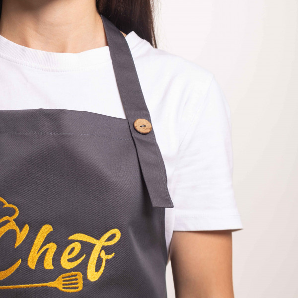 Фартух с вышивкой Chef Саржа Темно-серый