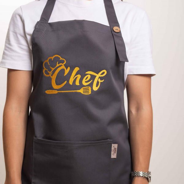 Фартух с вышивкой Chef Саржа Темно-серый