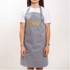 Фартух с вышивкой Chef Саржа Светло-серый