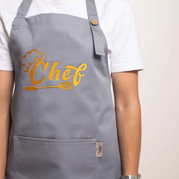 Фартух с вышивкой Chef Саржа Светло-серый