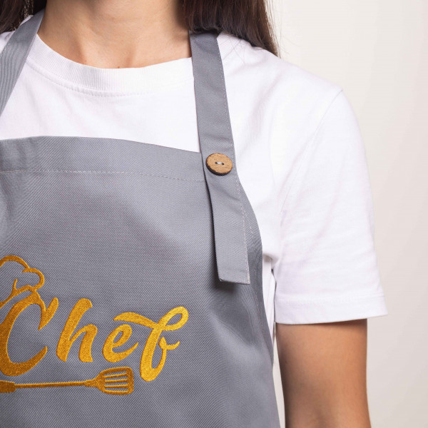Фартух с вышивкой Chef Саржа Светло-серый