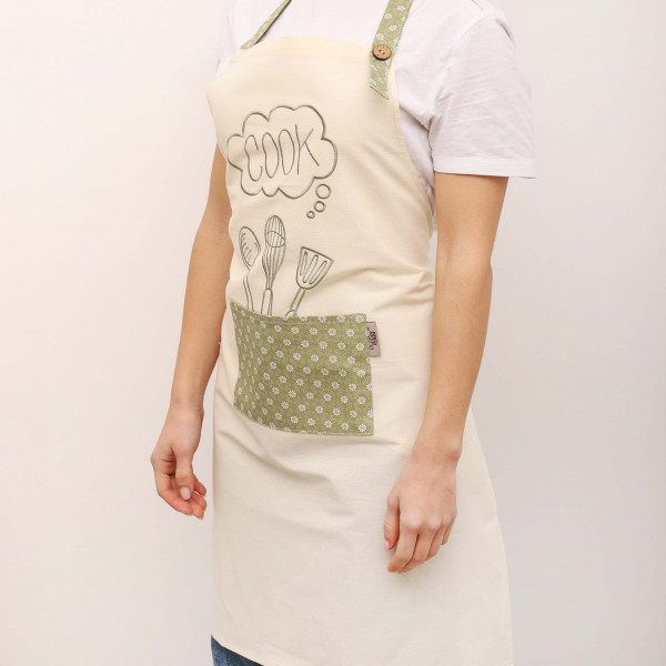 Фартух с вышивкой Cook панама Зеленый