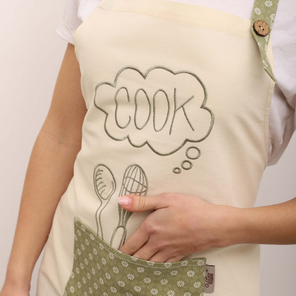 Фартух с вышивкой Cook панама Зеленый