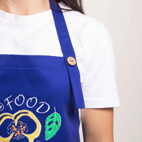 Фартух с вышивкой Food Саржа Синий