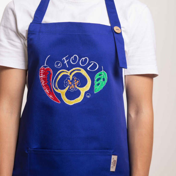 Фартух с вышивкой Food Саржа Синий