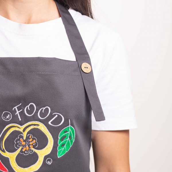 Фартух с вышивкой Food Саржа Серый