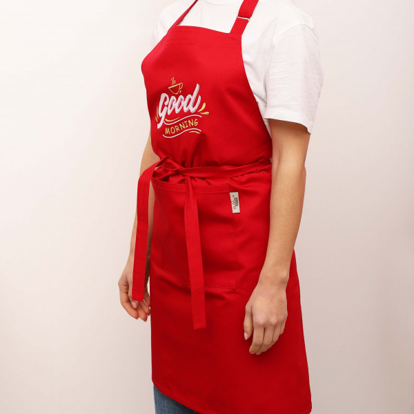 Фартух с вышивкой Good Morning Саржа Красный