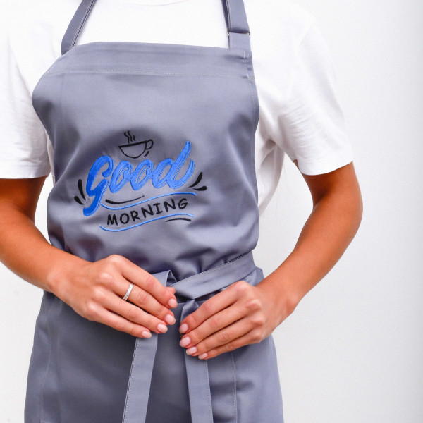 Фартух с вышивкой Good Morning Саржа Серый